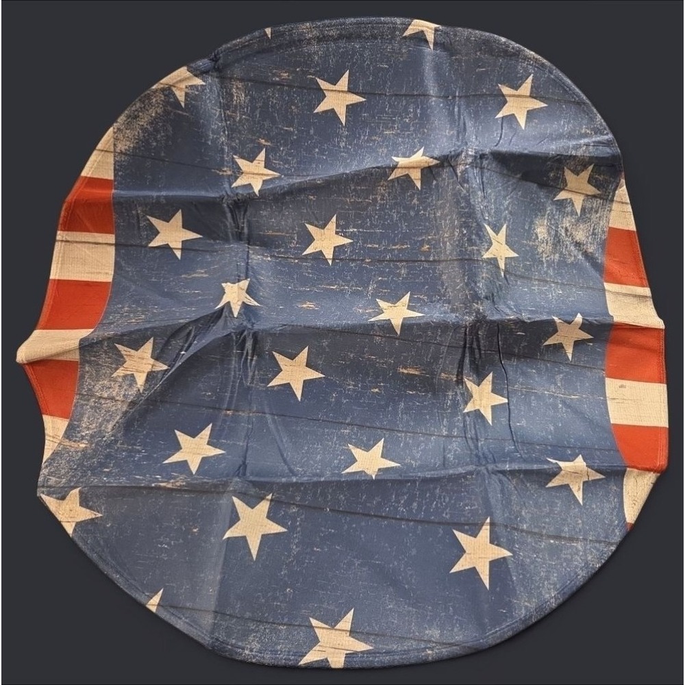 American Flag Design Non-Slip (2) Vintage-Style Patriotic Circle Rug - 92 Cm